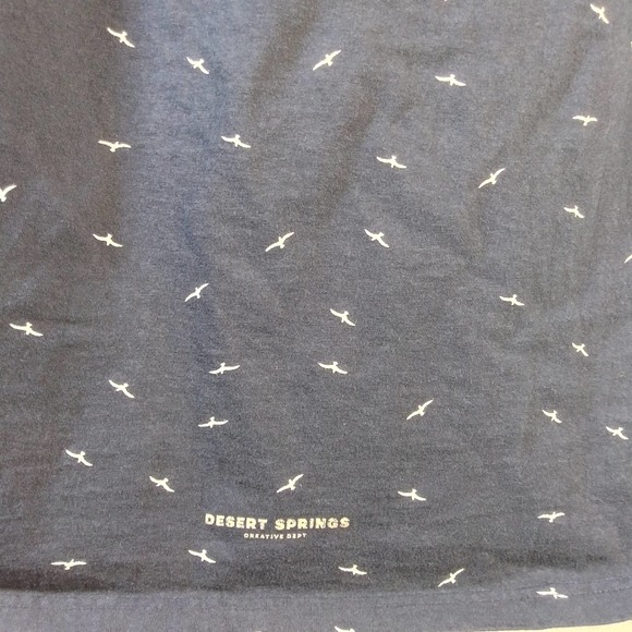 Denim and Flower Navy Tee Shirt Bird Print Size M - Picture 6 of 7